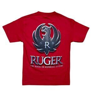 Ruger Gun Cotton Red Graphic T-Shirt, Men's Small